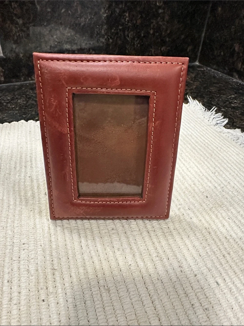 Restoration Hardware Brown Suede and Leather Photo Frame